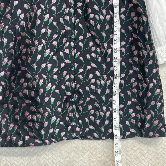 & Other Stories Embroidered Jacquard Mini Dress with Contrasting Cotton Sleeves - Picture 7 of 12